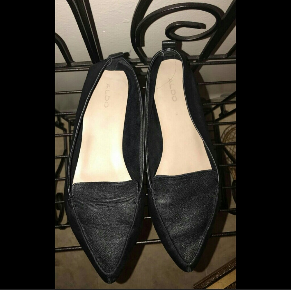 Black Leather Aldo Loafers